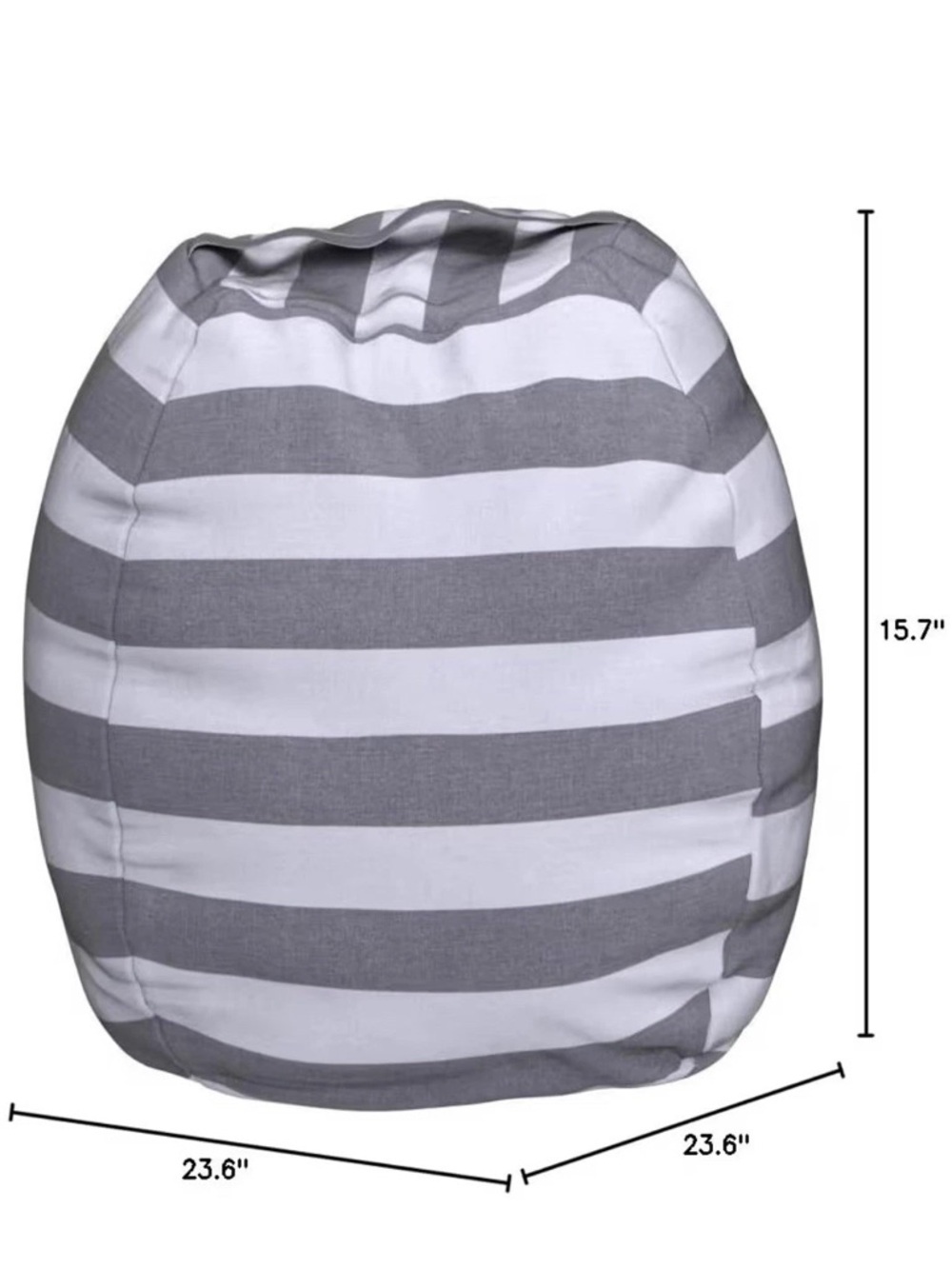 Striped Gray & White Cotton Storage Bean Bag Chair- set of 2